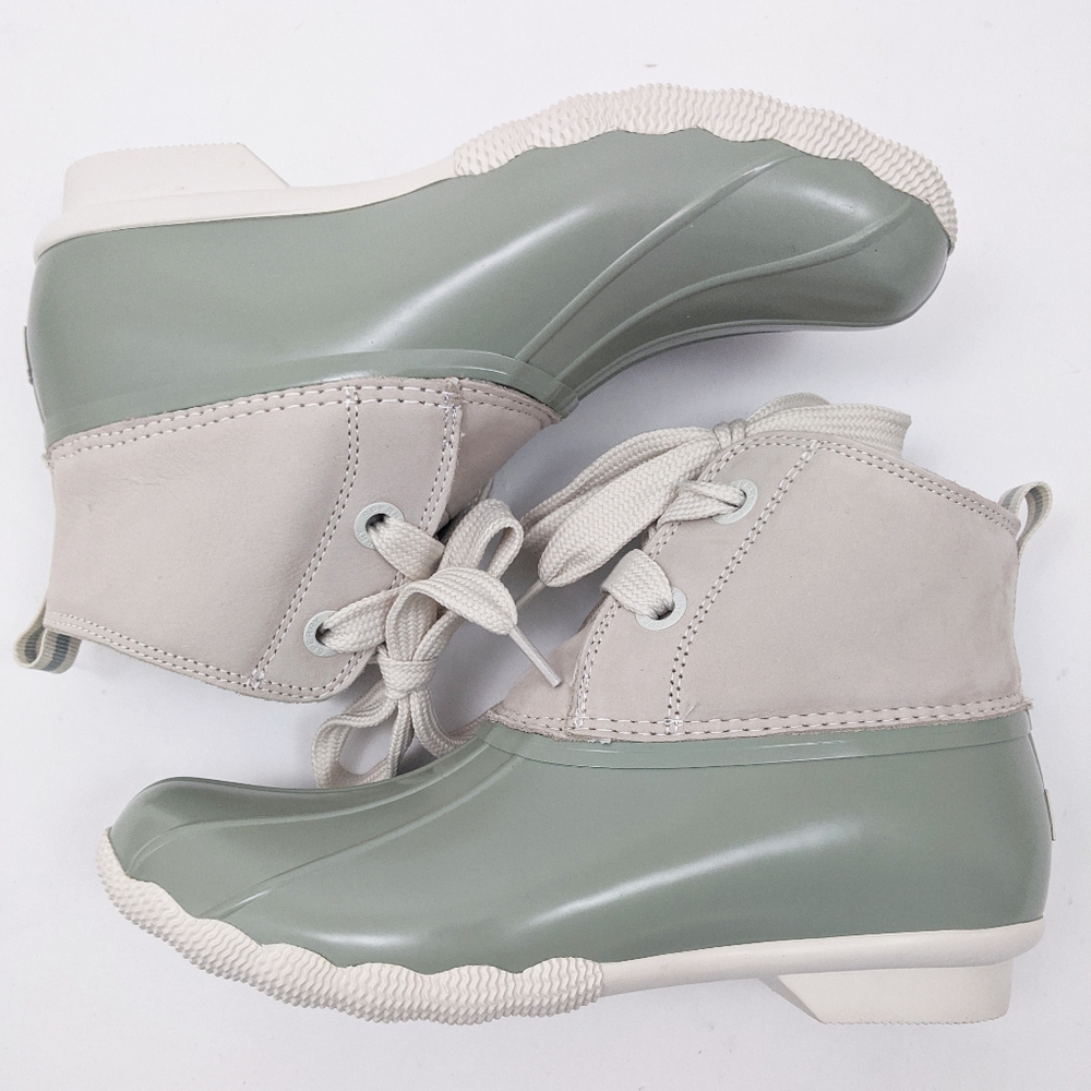 Sperry NEW Saltwater Nubuck Duck Boots Pink Gray - Picture 3 of 8